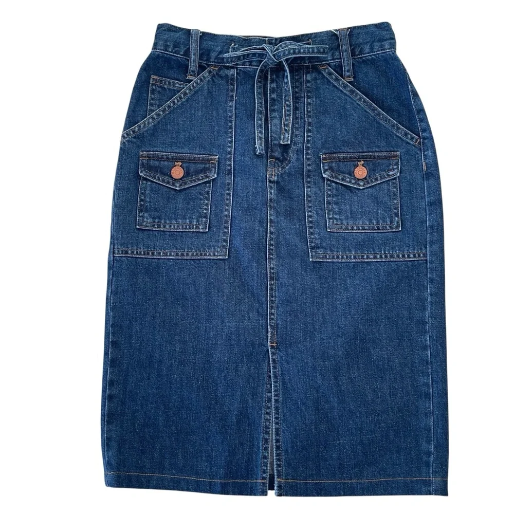 Madewell Denim Pencil Skirt Midi High Waist Size 24